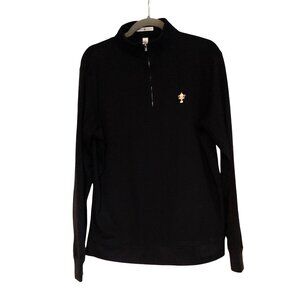 Peter Millar Mens Quarter Zip Pullover Black Trophy Logo Sz M
